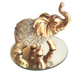 Elefante Decorativo Resina C/ Base De Espelho Indiano Sorte - 2