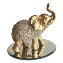 Ver imagem 1 de Elefante Decorativo Resina C/ Base De Espelho Indiano Sorte