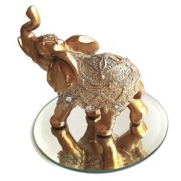 Elefante Decorativo Resina C/ Base De Espelho Indiano Sorte - 4