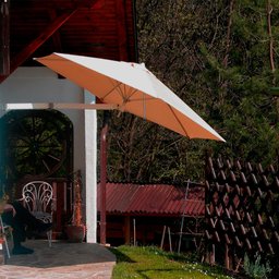 Ombrelone Parede 3m Estrutura Alumínio Cobertura Tecido Uv:camel/alumínio Anodizado Preto - 3