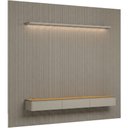 Ver imagem 2 de Painel Ripado para TV 85 pol com Bancada Orgânica e Prateleira LED 297cm Slats L05 Tauari Gris