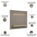 Ver imagem 5 de Painel Ripado para TV 85 pol com Bancada Orgânica e Prateleira LED 297cm Slats L05 Tauari Gris