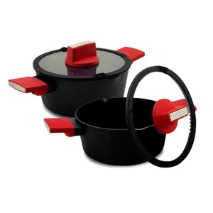 Conjunto Caçarola Cerâmica Antiaderente Optimum Preto 4 Peças