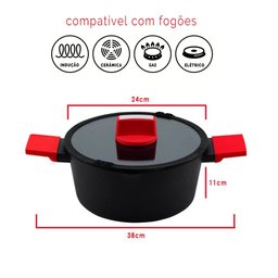 Conjunto Caçarola Cerâmica Antiaderente Optimum Preto 4 Peças - 3
