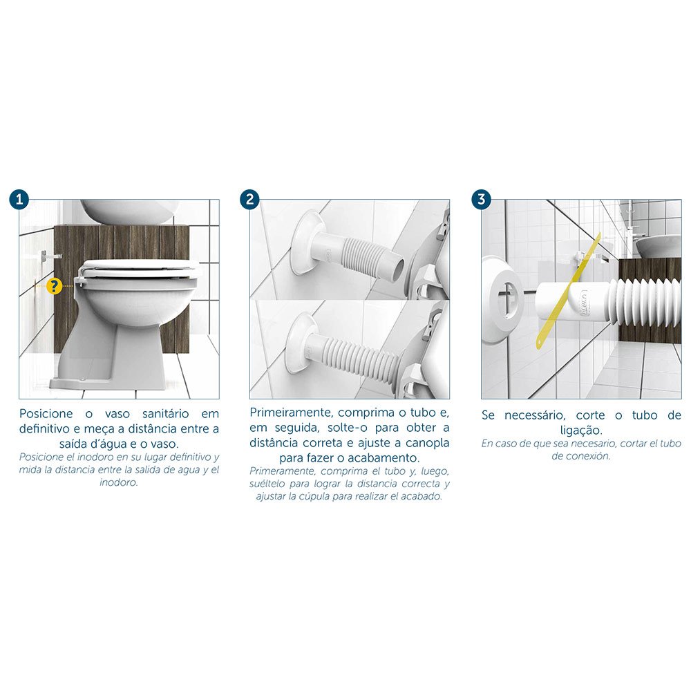 Tubo de Ligação Cromado Ajustavel para Vaso Sanitario Blukit 290404-425 - 2