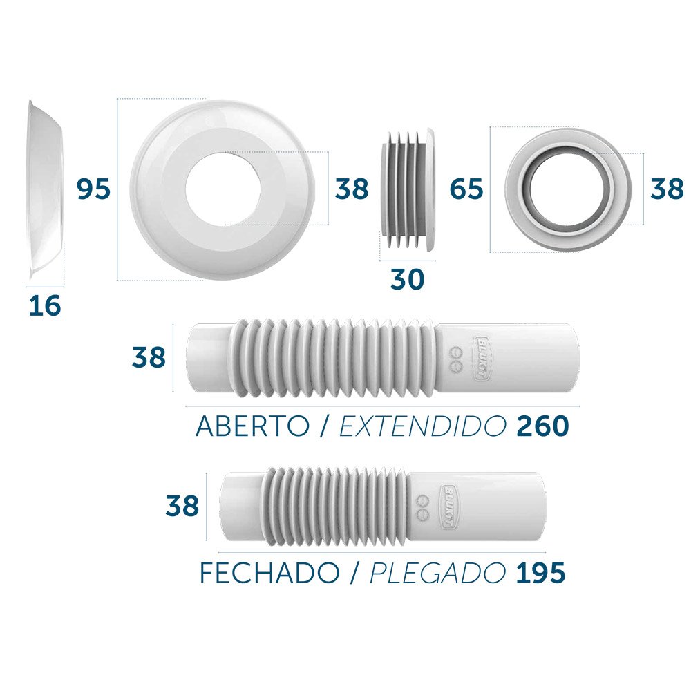 Tubo de Ligação Cromado Ajustavel para Vaso Sanitario Blukit 290404-425 - 4
