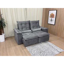 Sofá Retrátil Reclinável 2,0 M Cinza 502 Egito Plus - 1