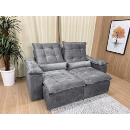 Sofá Retrátil Reclinável 2,0 M Cinza 502 Egito Plus - 2