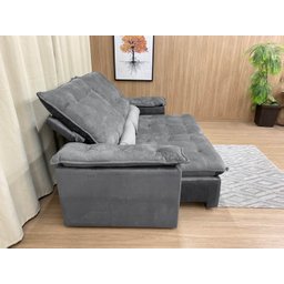 Sofá Retrátil Reclinável 2,0 M Cinza 502 Egito Plus - 6