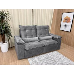 Sofá Retrátil Reclinável 2,0 M Cinza 502 Egito Plus - 5
