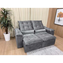 Sofá Retrátil Reclinável 2,0 M Cinza 502 Egito Plus - 3