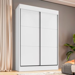 Guarda Roupa Solteiro 2 Portas Deslizante 4 Gavetas Chicago Branco - Saga Decor - 2