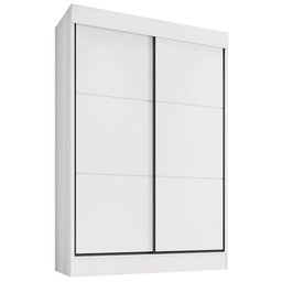 Guarda Roupa Solteiro 2 Portas Deslizante 4 Gavetas Chicago Branco - Saga Decor - 1
