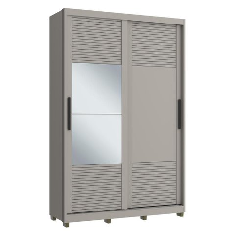 Guarda-Roupa Solteiro com Espelho 100% MDF 2 Portas Correr 3 Gavetas 150cm Multimóveis CR35399 Cinza