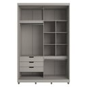 Ver imagem 3 de Guarda-Roupa Solteiro com Espelho 100% MDF 2 Portas Correr 3 Gavetas 150cm Multimóveis CR35399 Cinza