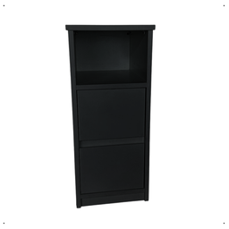 Mesa de Cabeceira Estreito 2 Gavetas Nicho Quarto Pequeno Preto - 1