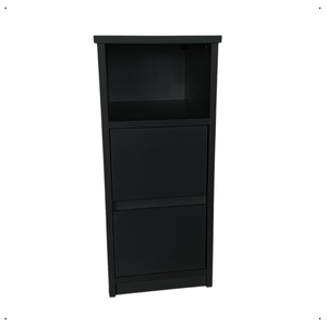 Mesa de Cabeceira Estreito 2 Gavetas Nicho Quarto Pequeno Preto
