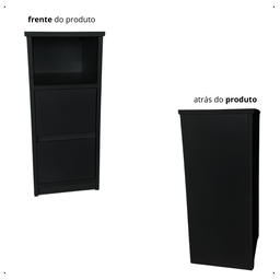 Mesa de Cabeceira Estreito 2 Gavetas Nicho Quarto Pequeno Preto - 5