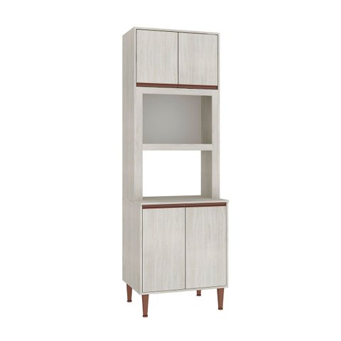 Armário Torre para Cozinha com Nicho Forno/micro 70x214cm 4 Portas Mdp Legno Nogueira - Clicklar