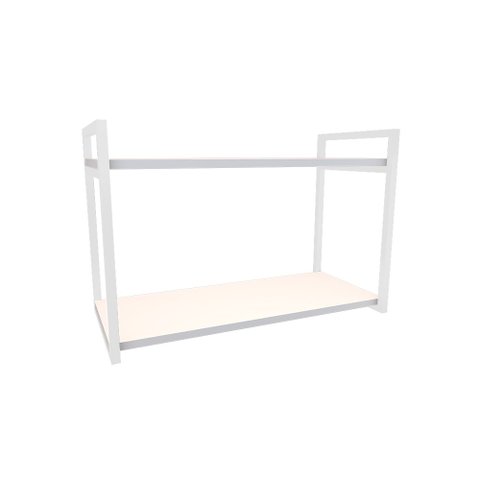 Nicho Industrial 2 Prateleiras Maldivas Ferro Branco Tampo Branco 80cm