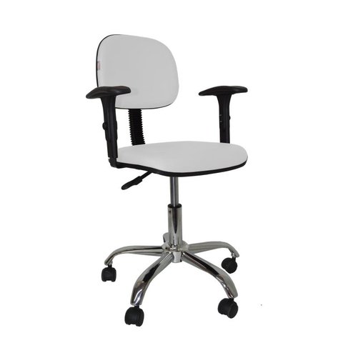 Cadeira Secretaria Bolt CR com Braco Regulavel - Couro Sintetico Corano - Branco