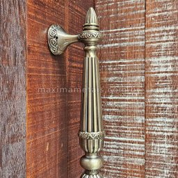 Puxador Duplo Porta Pivotante Correr Rústico Linea Bronze Antigo 450mm - 4