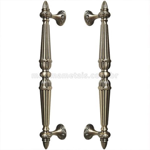 Puxador Duplo Porta Pivotante Correr Rústico Linea Bronze Antigo 450mm