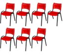 Ver imagem 2 de Cadeira Iso Base Preto Escola, Escritório Vermelho Kit 7 Un