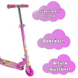 Patinete Infantil de Ferro 50 kg Menina 3 4 5 6 7 Anos idade - 3