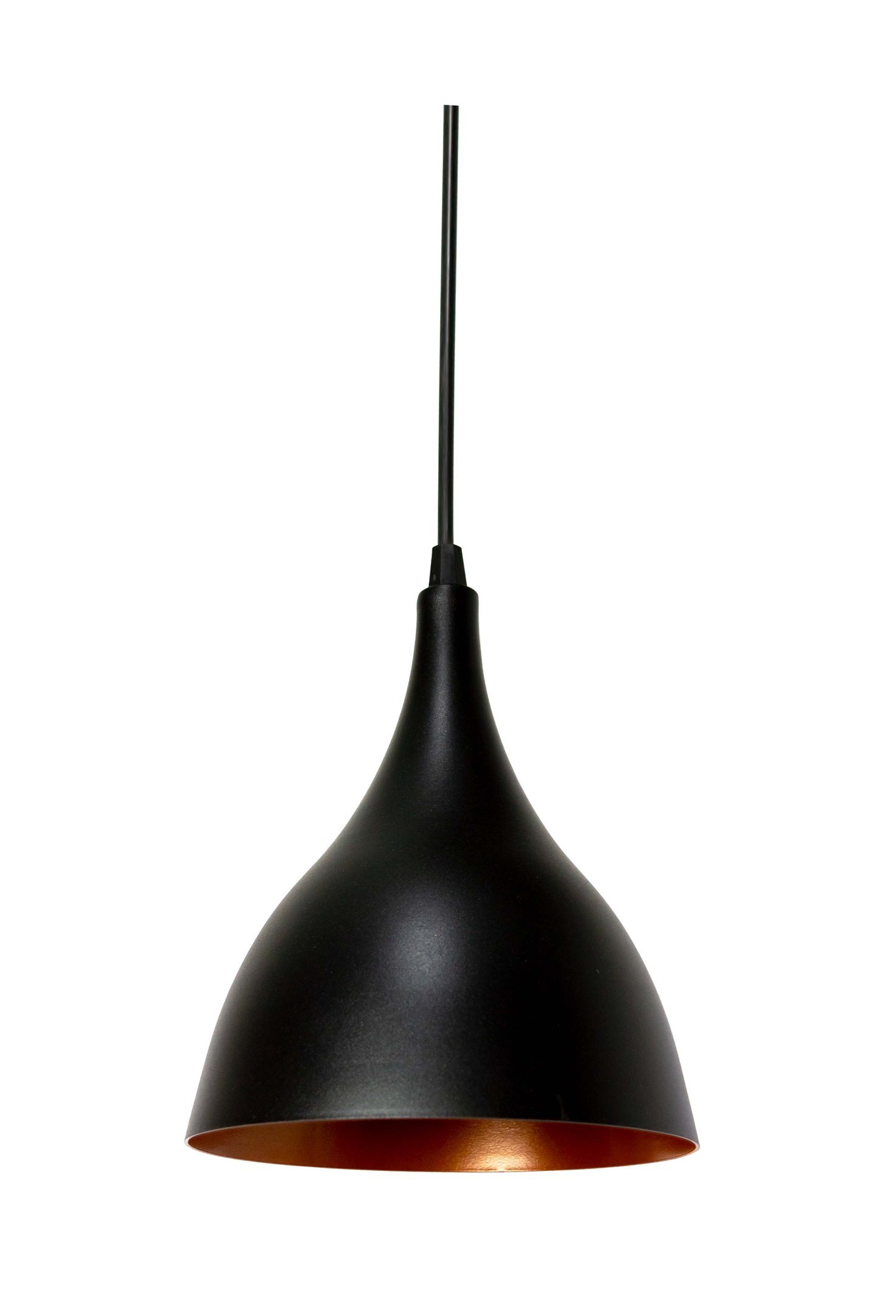 Pendente Alumínio Gota Preto c/ Cobre Tiplo na Canopla Retangular de 45cm Preta - 5