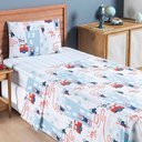 Ver imagem 1 de Jogo Cama Lençol Fantasy Solteiro Cama Quarto Infantil Microfibra 3 Peças Bombeiro Branco