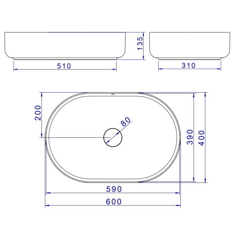 Cuba de Apoio Deca 60x40 L.14060.17 Oval Branca - 5