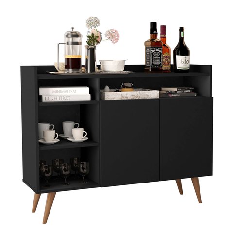 Aparador Buffet para Sala Duas Portas Duas Prateleiras Celta - Giga Móveis:black