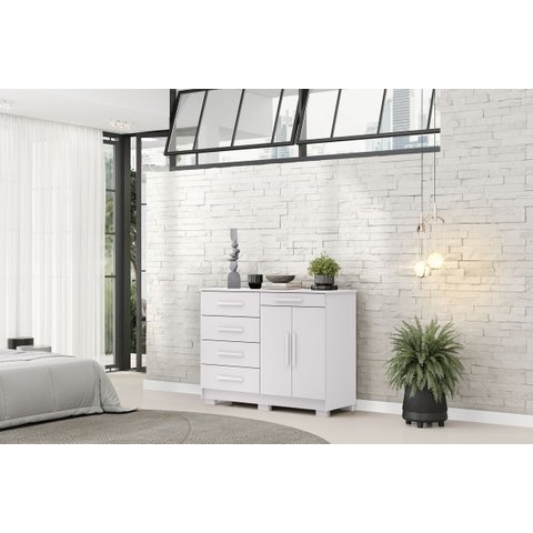 Cômoda Sapateira 5 Gavetas Sirius - Aurum:branco