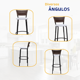 Kit 6 Banquetas para Cozinha Banco Alto Junco Argila Balcão Ilha Bancada Bares Piscina Área Gourmet - 4