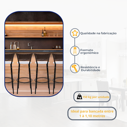 Kit 6 Banquetas para Cozinha Banco Alto Junco Argila Balcão Ilha Bancada Bares Piscina Área Gourmet - 3