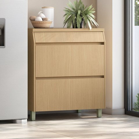 Balcão 1 Portas 1 Gaveta 80cm 100% MDF Simone Mendes Marrom/Carvalho