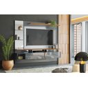 Ver imagem 2 de Painel Intense P/ Tvs até 55'' C/ Gaveteiros e Prateleiras Suporte para Itens - Cinza Perolizado/