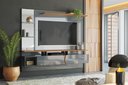 Ver imagem 2 de Painel Intense P/ Tvs até 55'' C/ Gaveteiros e Prateleiras Suporte para Itens - Cinza Perolizado/
