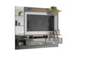 Ver imagem 1 de Painel Intense P/ Tvs até 55'' C/ Gaveteiros e Prateleiras Suporte para Itens - Cinza Perolizado/