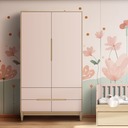 Ver imagem 2 de Guarda Roupa Infantil MDF Rosa com Carvalho 2 Portas Tomi - Quater