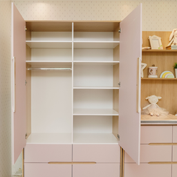 Guarda Roupa Infantil Mdf Rosa com Carvalho 2 Portas Tomi - Quater - 3