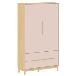 Guarda Roupa Infantil Mdf Rosa com Carvalho 2 Portas Tomi - Quater - 4