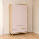 Ver imagem 1 de Guarda Roupa Infantil MDF Rosa com Carvalho 2 Portas Tomi - Quater