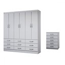 Ver imagem 3 de Guarda-roupa Casal Stella 6 Portas 9 Gavetas com Cômoda 5 Gavetas Branco - Panorama Móveis