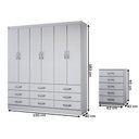 Ver imagem 4 de Guarda-roupa Casal Stella 6 Portas 9 Gavetas com Cômoda 5 Gavetas Branco - Panorama Móveis