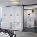 Ver imagem 1 de Guarda-roupa Casal Stella 6 Portas 9 Gavetas com Cômoda 5 Gavetas Branco - Panorama Móveis