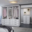 Ver imagem 2 de Guarda-roupa Casal Stella 6 Portas 9 Gavetas com Cômoda 5 Gavetas Branco - Panorama Móveis