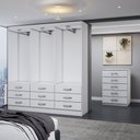 Ver imagem 5 de Guarda-roupa Casal Stella 6 Portas 9 Gavetas com Cômoda 5 Gavetas Branco - Panorama Móveis