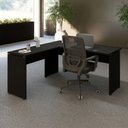 Ver mais imagens de Mesa Escrivaninha em L 135cm x 150cm Pés Painel F5 Office Cor:Preto